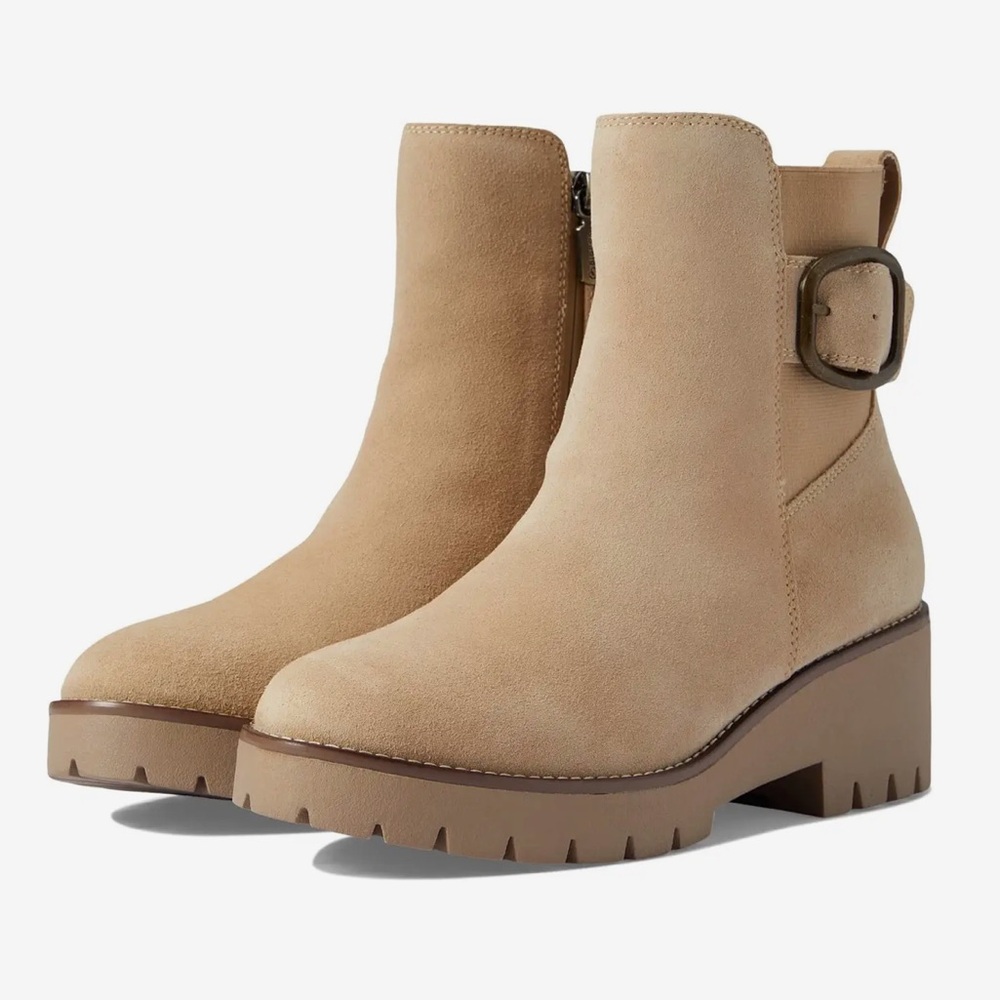 NEW Blondo X Zappos Dahlia Sand Suede waterproof ankle bootie women size 7